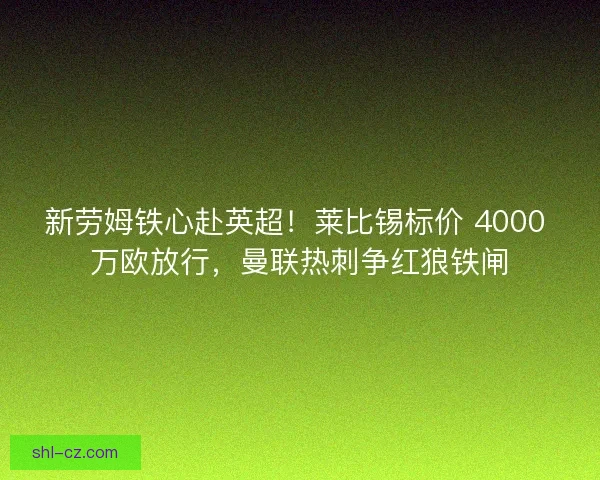 新劳姆铁心赴英超！莱比锡标价 4000 万欧放行，曼联热刺争红狼铁闸